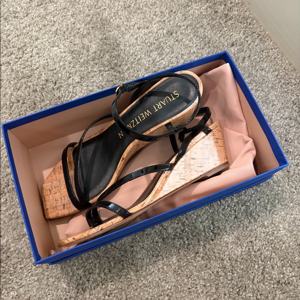 Stuart Weitzman Oasis 50 Wedge size 9 black